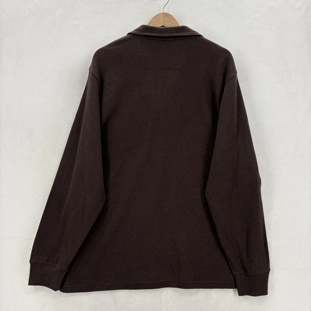 Perry Ellis Sweater Mens 2XL Brown Cotton Blend 1/4 Zip Collared Pullover Pocket - Picture 12 of 13